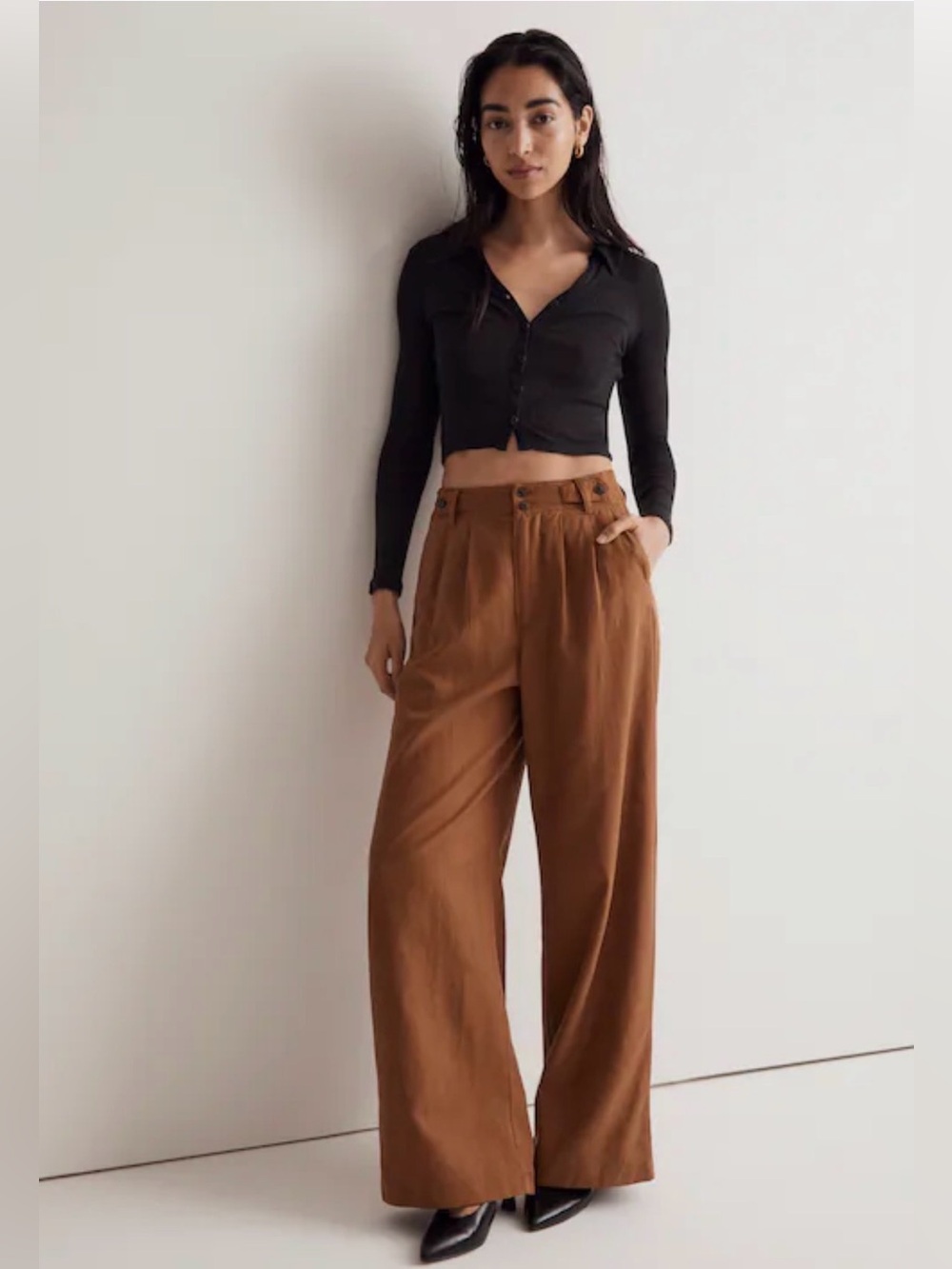 Madewell Women's The Harlow Wide-Leg Pant | Acorn/Brown | Size 8